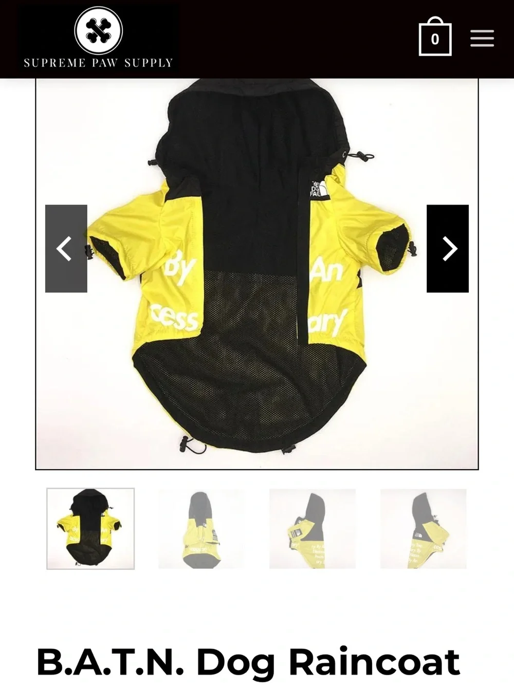 Pupreme x The Dog Face B.A.T.N. Dog Raincoat Windbreaker Size Large